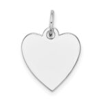 14k White Gold Plain .018 Gauge Engravable Heart 15x14mm Disc Charm