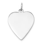 14k White Gold Plain .013 Gauge Engravable Heart 23x19mm Disc Charm