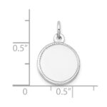 14k White Gold Plain with Zig-Zag Edge .018 Gauge Round Engravable 13mm Disc Charm - Image 3