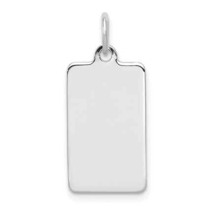 14k White Gold Plain .011 Gauge Rectangular Engravable 17.1x10.5mm Disc Charm