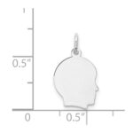 14k White Gold Plain Small.013 Depth Facing Right Engravable Boy Charm - Image 4