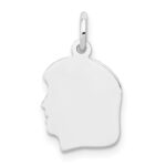 14k White Gold Plain Small.009 Depth Facing Left Engravable Girl Charm