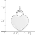14k White Gold Plain .013 Gauge Engravable Heart 22x18mm Disc Charm - Image 3