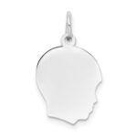 14k White Gold Plain Medium.035 Depth Facing Right Engravable Boy Charm