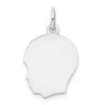 14k White Gold Plain Medium.035 Depth Facing Left Engravable Boy Charm