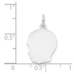 14k White Gold Plain Medium.013 Depth Facing Left Engravable Boy Charm - Image 3