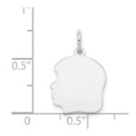 14k White Gold Plain Medium.013 Depth Facing Left Engravable Girl Charm - Image 3