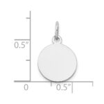 14K White Gold Plain .027 Gauge Round Engravable 12mm Disc Charm - Image 3