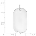 14k White Gold Plain .035 Gauge Engravable 30x16mm Dog Tag with Notch Disc Charm - Image 3