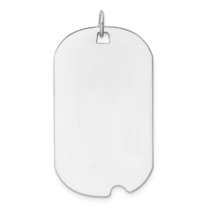 14k White Gold Plain .027 Gauge Engravable 36x19mm Dog Tag with Notch Disc Charm