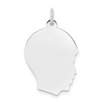14k White Gold Plain Medium.035 Depth Facing Right Engravable Boy Charm