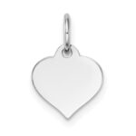 14K White Gold Plain .011 Gauge Engravable Heart 10x10mm Disc Charm