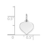 14K White Gold Plain .027 Gauge Engravable Heart 10x10mm Disc Charm - Image 3
