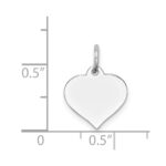 14K White Gold Plain .018 Gauge Engravable Heart 14x12mm Disc Charm - Image 3