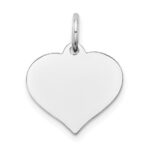 14K White Gold Plain .011 Gauge Engravable Heart 15x14mm Disc Charm