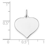 14K White Gold Plain .035 Gauge Engravable Heart 16x17mm Disc Charm - Image 3