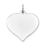 14K White Gold Plain .035 Gauge Engravable Heart 20x18mm Disc Charm