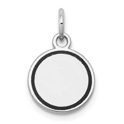 14k White Gold with Black Enamel Edge .027 Gauge Round Engravable 13mm Disc Charm