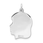 14k White Gold Plain Medium.035 Depth Facing Right Engravable Girl Charm - Image 3