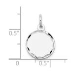 14k White Gold Etched Edge .013 Gauge Engraveable Round 13mm Disc Charm - Image 3