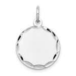 14k White Gold Etched Edge .027 Gauge Engraveable Round 16mm Disc Charm