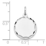 14k White Gold Etched Edge .013 Gauge Engraveable Round 16mm Disc Charm - Image 2