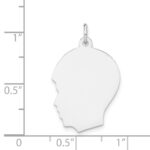 14k White Gold Plain Medium.013 Depth Facing Left Engravable Boy Charm - Image 3