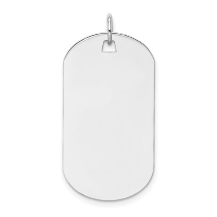 14k White Gold Plain .035 Gauge Engraveable 29x16mm Dog Tag Disc Charm