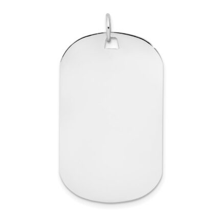 14k White Gold Plain .018 Gauge Engraveable 35x20mm Dog Tag Disc Charm