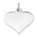 14k White Gold Plain .018 Gauge Engraveable Heart 16x18mm Disc Charm