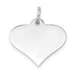 14k White Gold Plain .013 Gauge Engraveable Heart 18x19mm Disc Charm