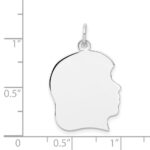 14k White Gold Plain Large.011 Depth Facing Right Engravable Girl Charm - Image 4