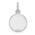 14k White Gold Plain .013 Gauge Round Engravable 10.6mm Disc Charm - Image 3