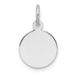 14k White Gold Plain .018 Gauge Round Engravable 10.6mm Disc Charm