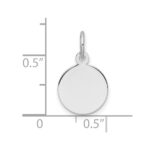 14k White Gold Plain .018 Gauge Round Engravable 10.6mm Disc Charm - Image 2