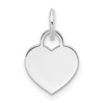 14k White Gold Plain .013 Gauge Engravable Heart 9.5x10mm Disc Charm - Image 3