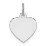 14k White Gold Plain .013 Gauge Engravable Heart 11.7x12.2mm Disc Charm