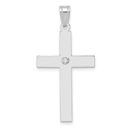 14k White Gold .02 carat Diamond Cross Pendant