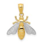 14k and White Rhodium Bee Pendant