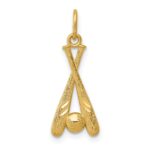 14K Diamond-cut Baseball Bats and Ball Pendant