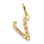 14k Yellow Gold Letter V Initial Charm - Image 3