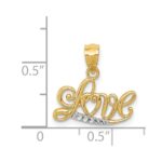 14k and White Rhodium Diamond-cut LOVE Script Pendant - Image 3