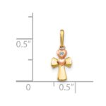 14k Yellow and Rose Gold CZ Children's Cross Heart Pendant - Image 3