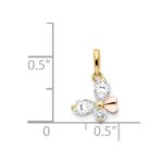 14k Yellow and Rose Gold CZ Children's Butterfly Pendant - Image 3