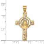 14k Laser Cut Jesus Face Cross Charm - Image 3