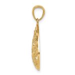 14K Polished and Textured Small Filigree Teardrop Pendant - Image 2