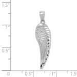 14K White Gold Polished and Textured Angel Wing Pendant - Image 3