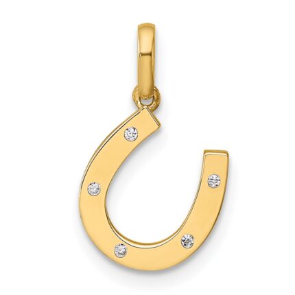 14k Childrens CZ Horseshoe Pendant