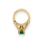 14K 3-D May Ring with Dark Green Glass Stone Charm - Image 2