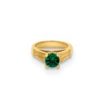 14K 3-D May Ring with Dark Green Glass Stone Charm - Image 4